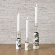 Marble Optic Candleholders Set of 3 Decor Elemento Furniture