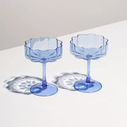 Wave Coupe Glasses (set of 2) Drinkware Fazeek Blue