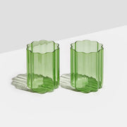 Wave Glasses (Set of Two) Drinkware Fazeek Green