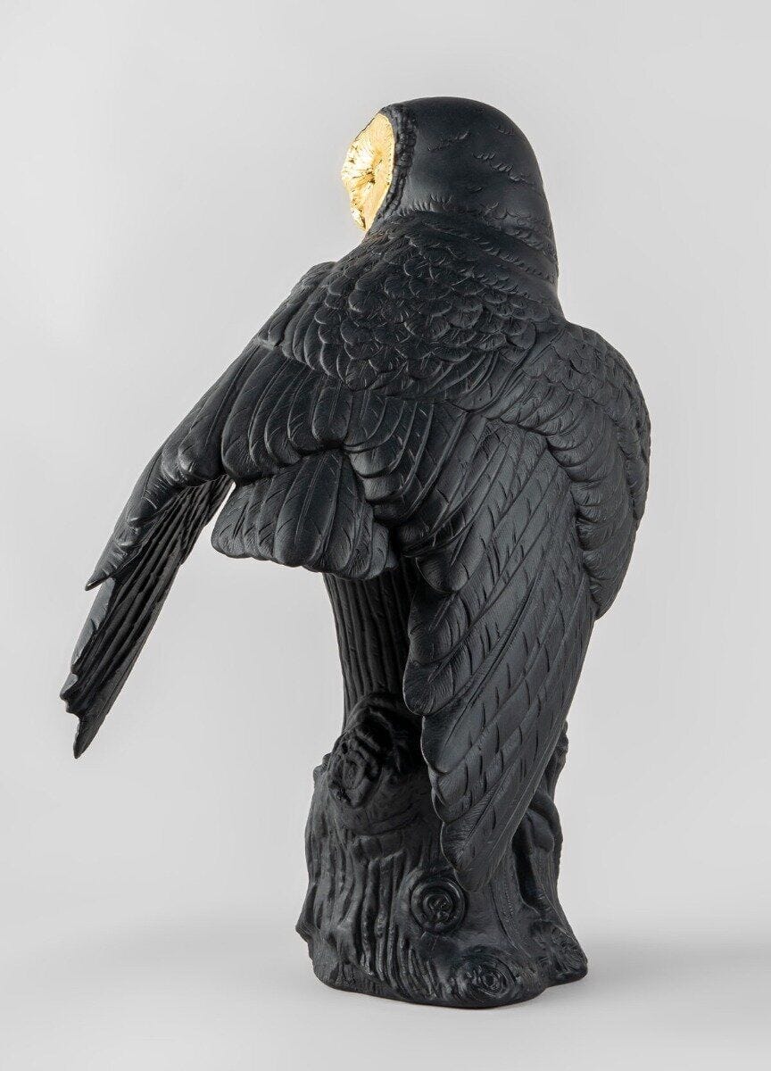 Owl Sculpture. Black-gold. Limited Edition Decor LLadro 