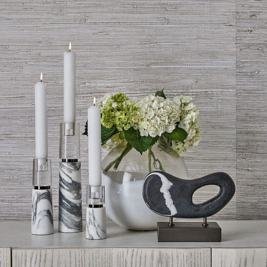 Marble Optic Candleholders Set of 3 Decor Elemento Furniture 