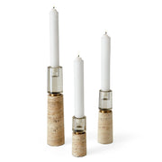 Travertine Optic Candleholders Set of 3 Decor Elemento Furniture 