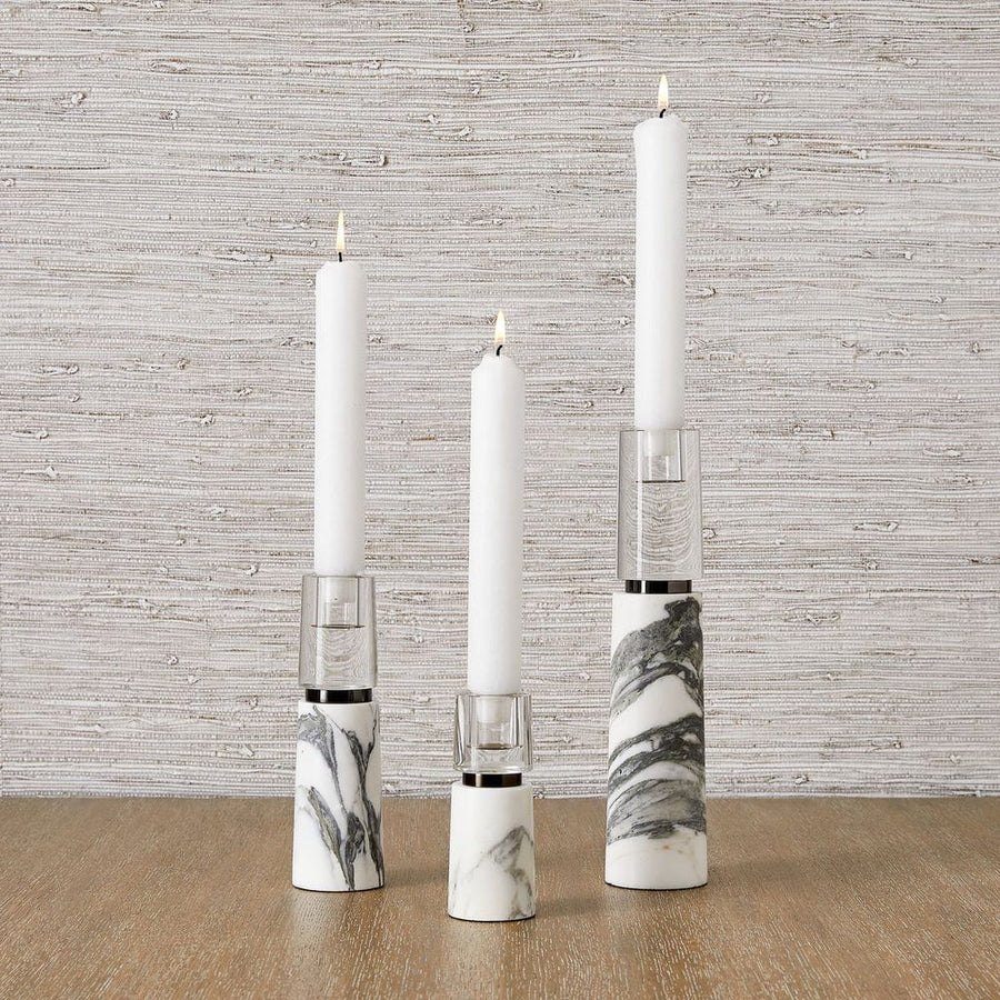 Marble Optic Candleholders Set of 3 Decor Elemento Furniture 