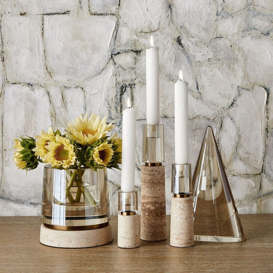 Travertine Optic Candleholders Set of 3 Decor Elemento Furniture 