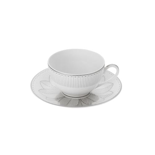 Malmaison Imperiale Tea Cup & Saucer Platinum ( Set of 2) TABLEWARE Christofle 