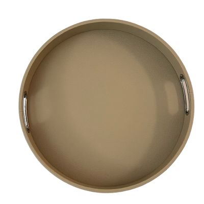 Vegan Leather Round Serving Tray TRAYS Violetas Piedra Brown 