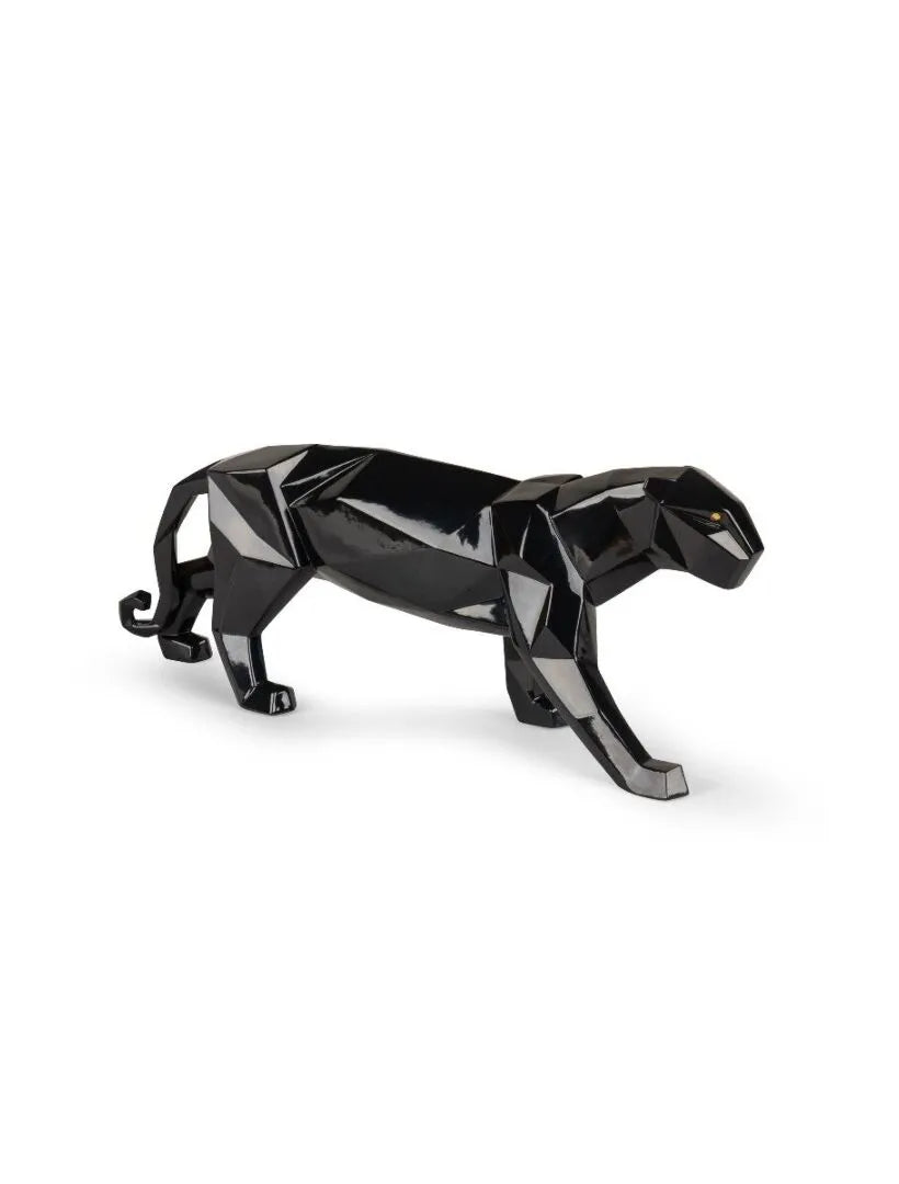 Panther Figure Home Accessories Lladro Glazed Black 