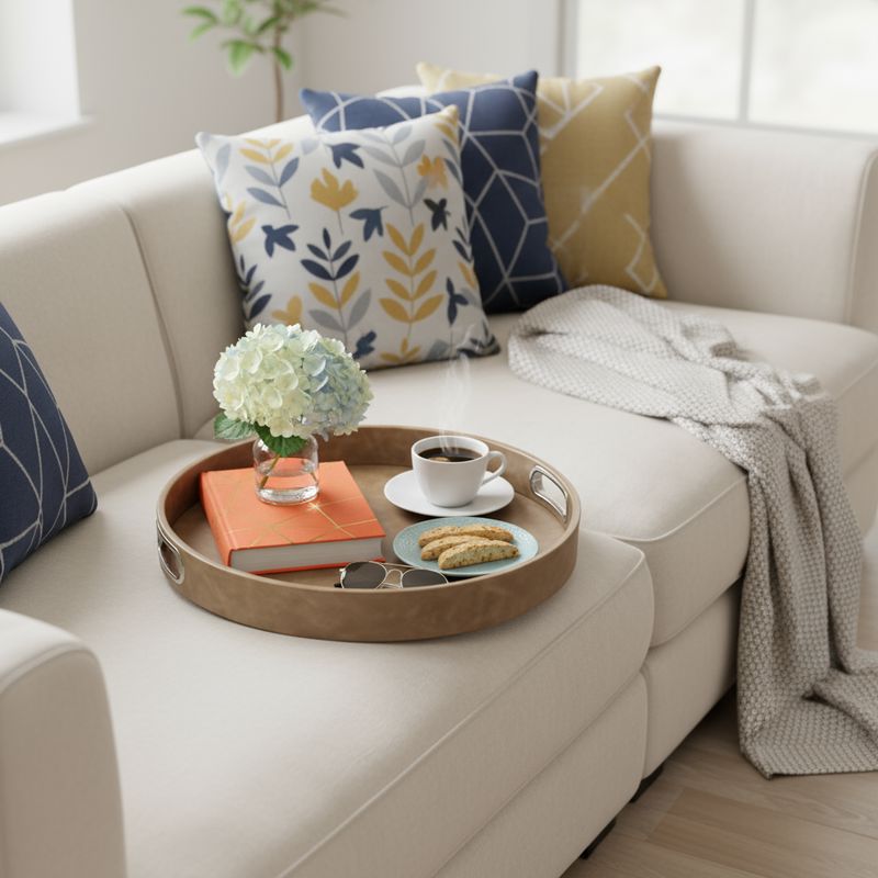 Vegan Leather Round Serving Tray TRAYS Violetas 