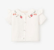 Strawberry Flutter Sleeve Hand-Embroidered Baby Cardigan Elegant BABY 6-9M 