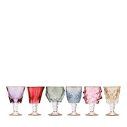 Goblet Glasses Multicolor Gold Rim (Set 6) Dining Vetrerie Di Empoli 