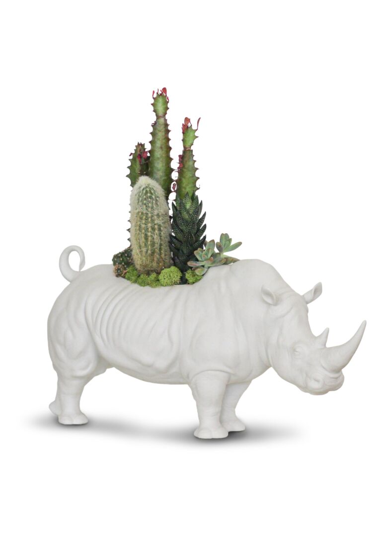 Rhino Garden Matte White Lladro 