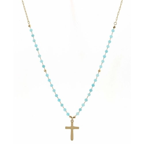 Cross Necklace Jewelry Onecoast Hammered Cross Charm / Turquoise 