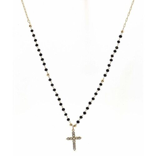 Cross Necklace Jewelry Onecoast Crystal Cross Charm / Jet Black 
