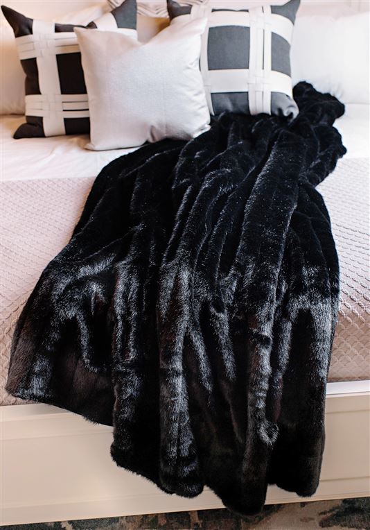 Black Mink Throw Faux Fur Cushions & Throws Fabulous Furs 