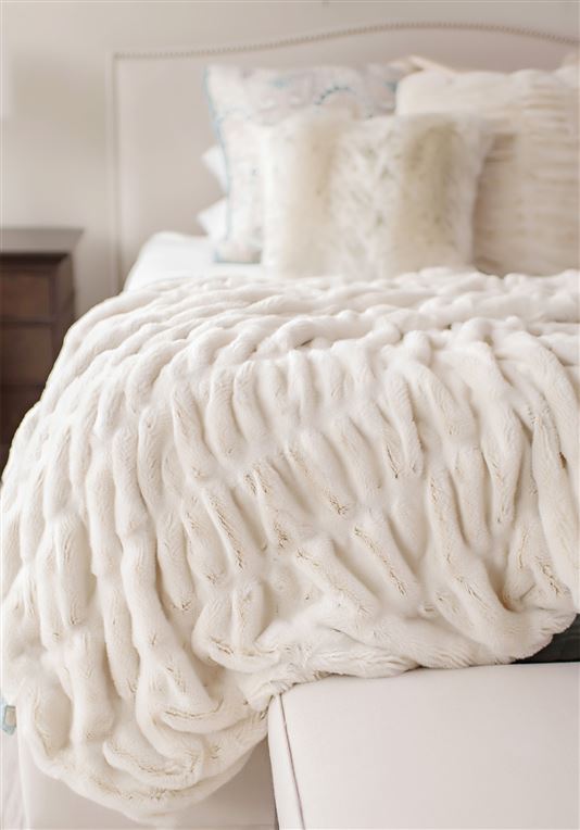 Ivory Mink Throw Faux Fur Cushions & Throws Fabulous Furs 