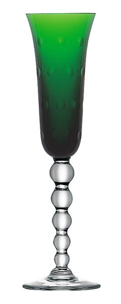 Bubbles Champagne Flute BARWARE Saint Louis Crystal Green 