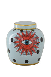 Spotted Evil Eye Pot with Lid Fancy Home Collection Medium 