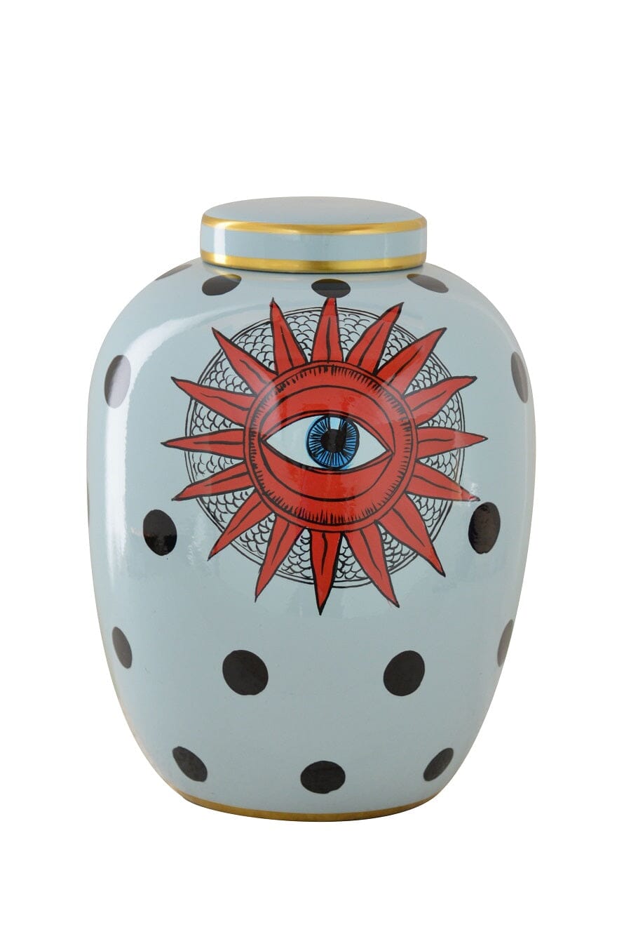 Spotted Evil Eye Pot with Lid Fancy Home Collection Large 