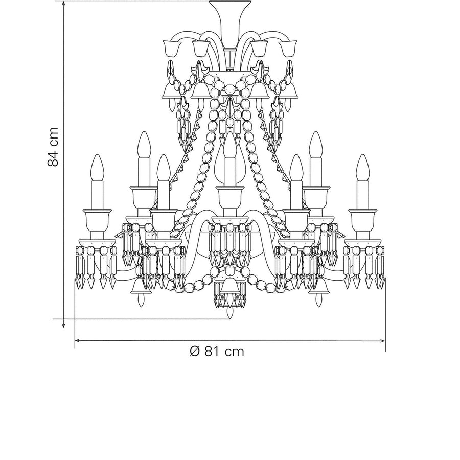 Zenith Black Chadelier Lighting Baccarat 12L 