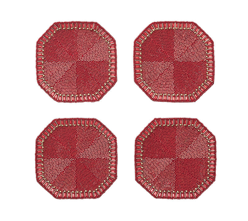 Louxor Coasters (Set of 4) Tableware Kim Seybert Red 