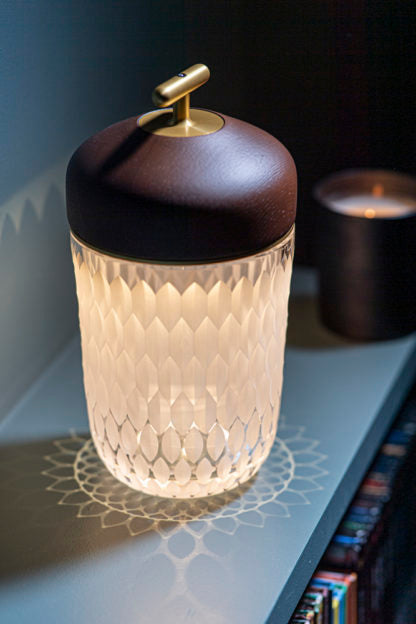 Folia Satin Crystal Portable Lamp Lighting Saint Louis Crystal Dark Brown 
