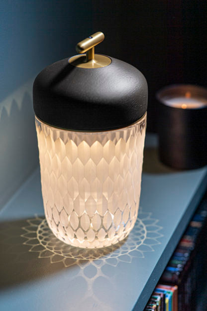Folia Satin Crystal Portable Lamp Lighting Saint Louis Crystal Black 