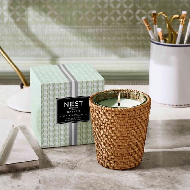 Rattan Wild Mint & Eucalyptus Candle Candles Nest Fragrances 