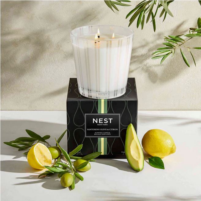 Santorini Olive & Citron 3-wick Candle CNDLS/FRAG Nest Fragrances 