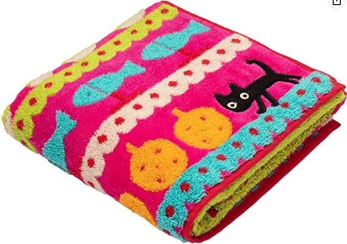 Hand Towel - Black Cat Atsuko Matano Pink 