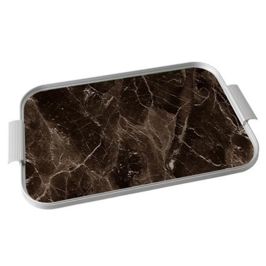 Tray Laminate Black Marble Silver HOME ACCESSORIES Kaymet London Limited 