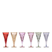 Multicolor Champagne Flutes Gold Rim (Set 6) BARWARE Vetrerie Di Empoli 