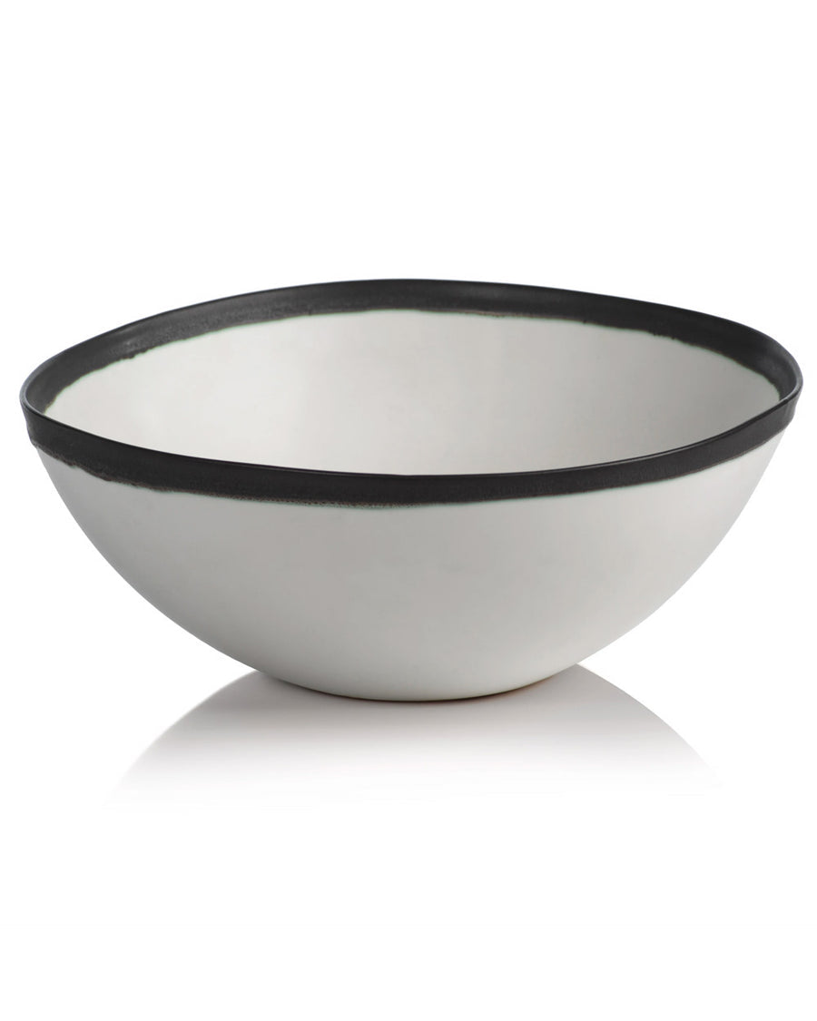 Trento White Ceramic Bowl Decorative Bowls Zodax Large 
