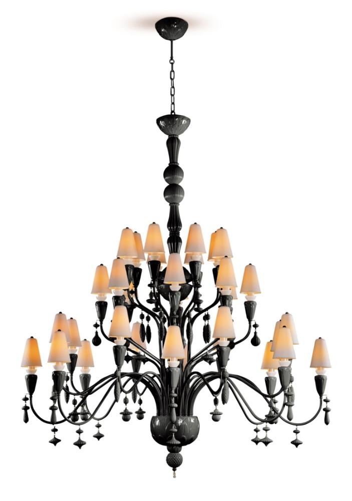 Ivy and Seed 32 Lights Chandelier. Large Model. Absolute Black Lighting Lladro 